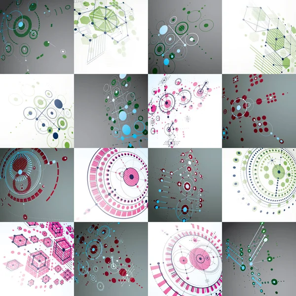 Conjunto de fondos de tecnología geométrica abstracta — Archivo Imágenes Vectoriales