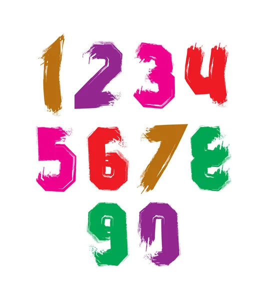 Painted acrylic numbers set — Stock Vector