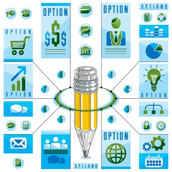 Creative infographic with pencil — Stock Vector