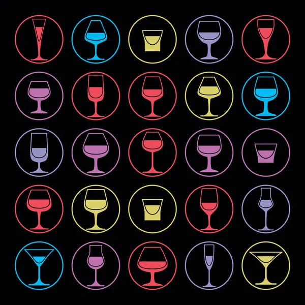 Drinking glasses icons collection. — Stock Vector