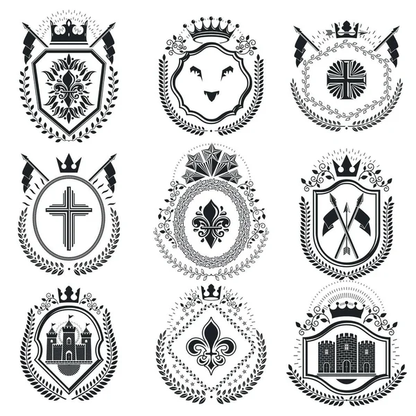 Vintage Wappenset — Stockvektor