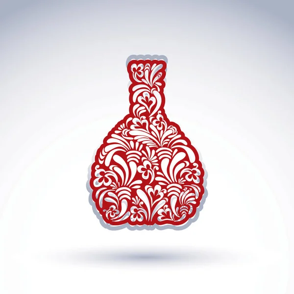 Bottle decorated with floral pattern — Stock Vector