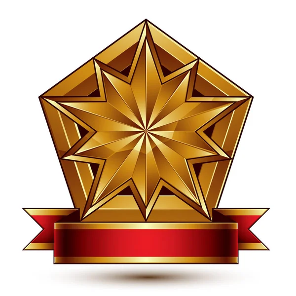 Altın yıldız arması — Stok Vektör