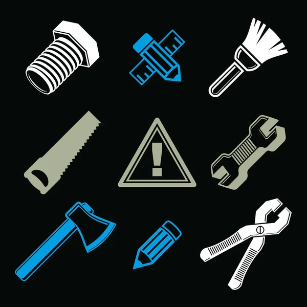 Symbole für Reparaturwerkzeuge gesetzt — Stockvektor