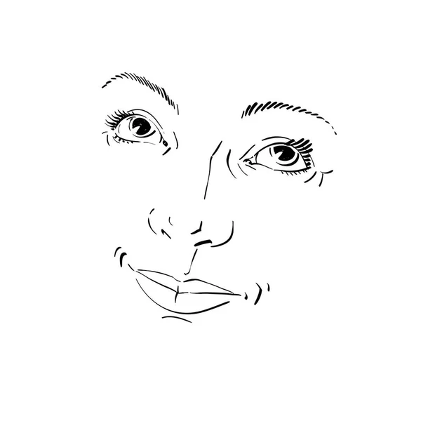 Portrait de croquis de femme attrayante — Image vectorielle