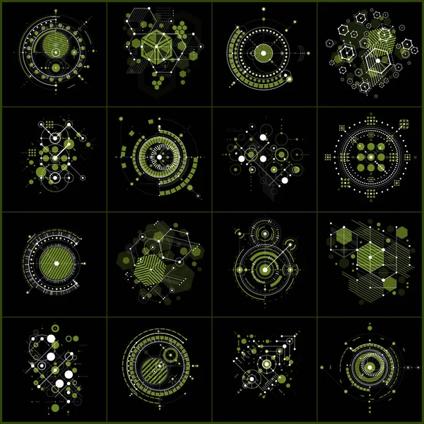 Conjunto de fondos de tecnología geométrica abstracta — Vector de stock