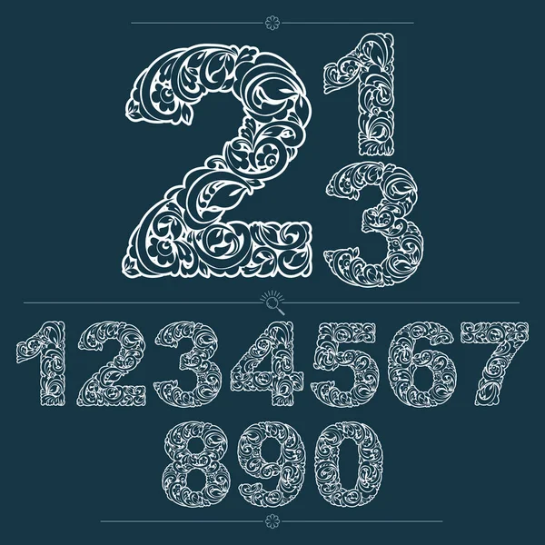 Floral numerals, numbers ser — Wektor stockowy