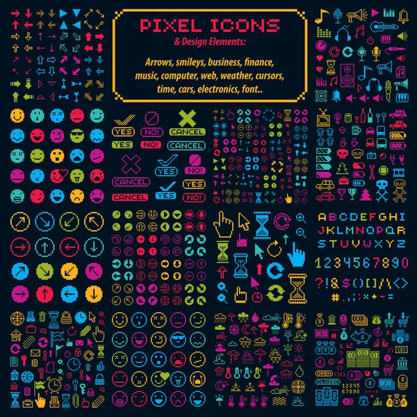 Pixel Web Icons Set — Stockvector