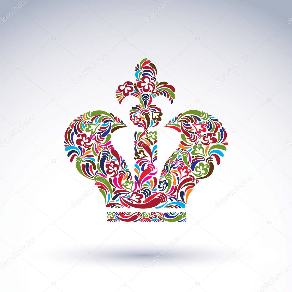 crown with cross and floral pattern