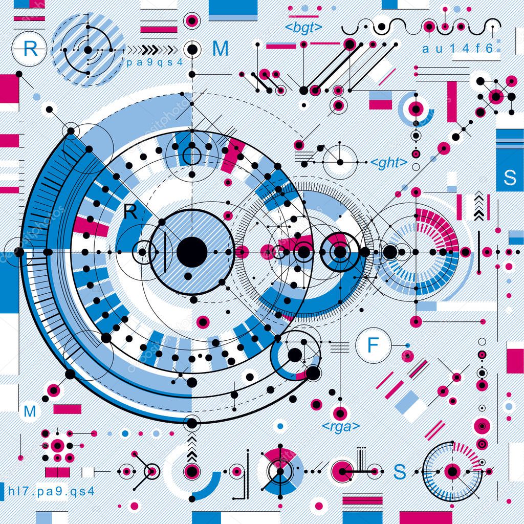 Technical blueprint, geometric background