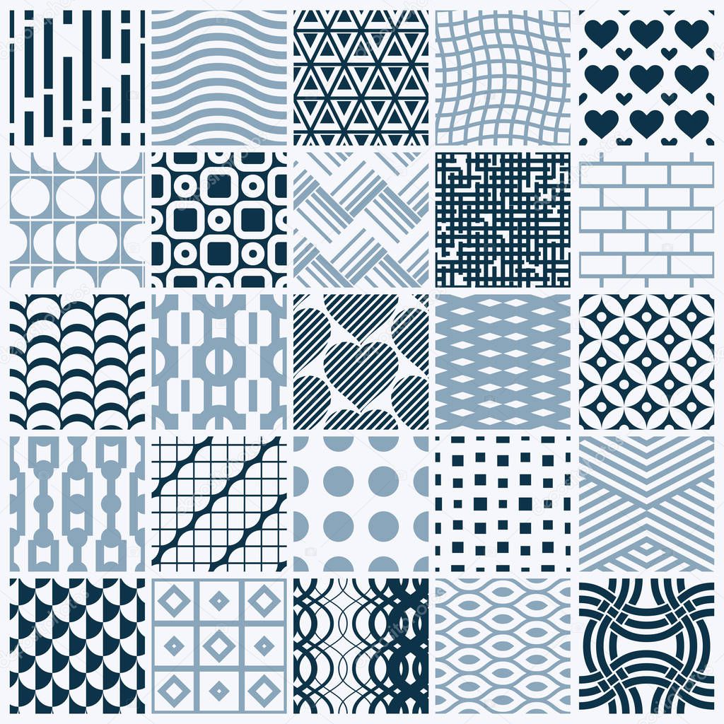 geometric shapes seamless patterns set