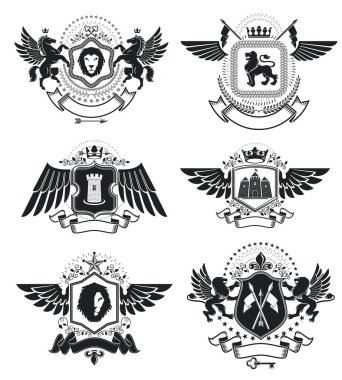 Vintage hanedan amblem seti 