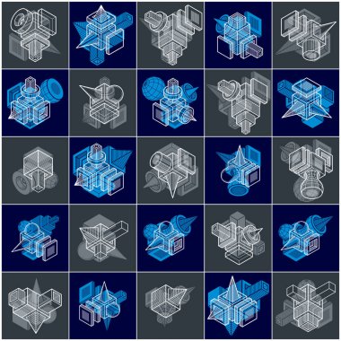 soyut geometrik şekiller kümesi.