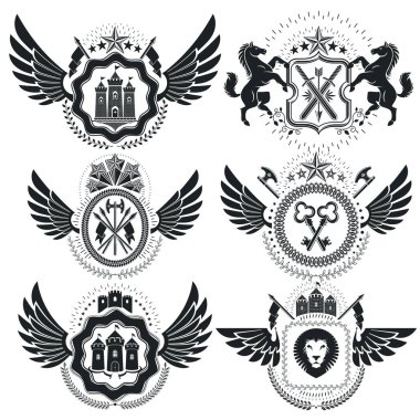 Vintage hanedan amblem seti 