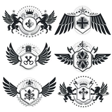 Vintage hanedan amblem seti 