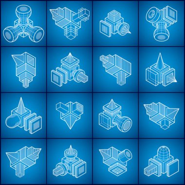 Engineering abstract geometric shapes set  clipart