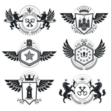 Vintage hanedan amblem seti 