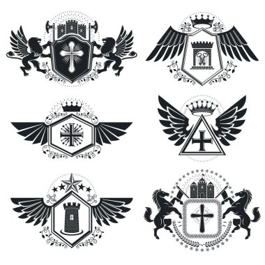 Vintage hanedan amblem seti 