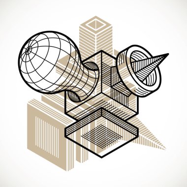 Soyut izometrik boyutlu şekli.