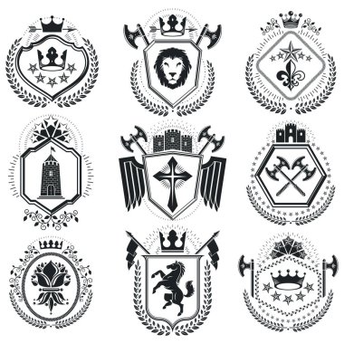 Vintage hanedan amblem seti 