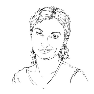 güzel şüpheci kadın portresi kroki