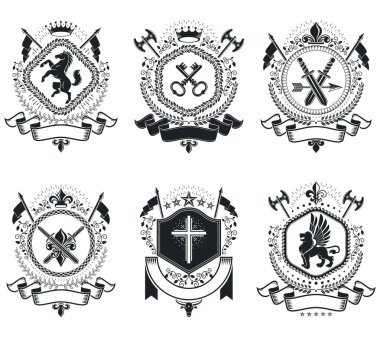 Vintage hanedan amblem seti 