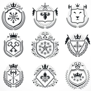 Vintage hanedan amblem seti 