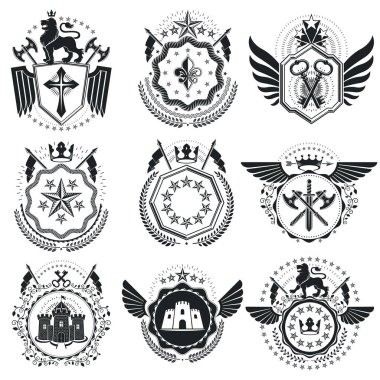 Vintage hanedan amblem seti 