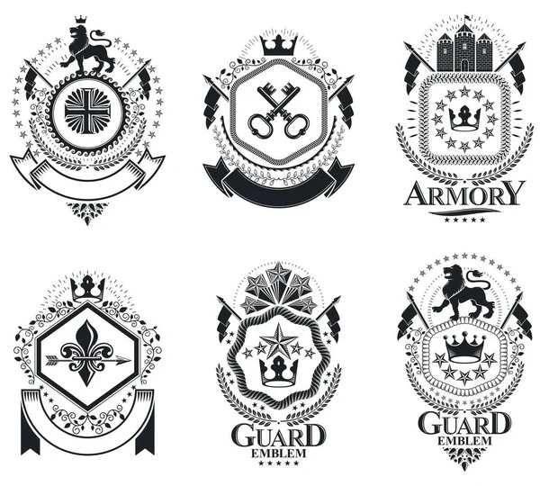 Set de embleme heraldice vintage — Vector de stoc