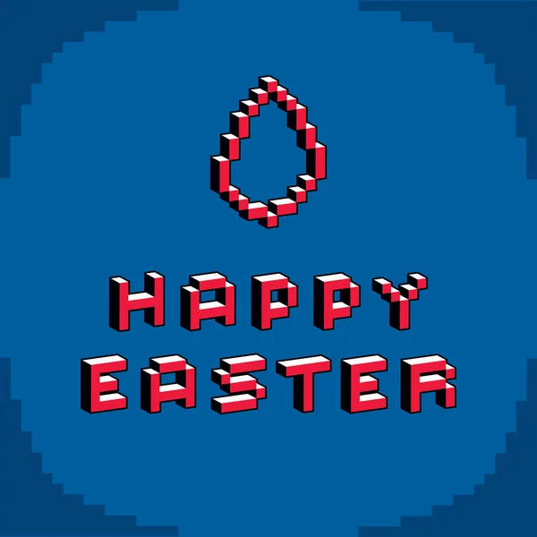 Happy Easter pixel card — Stock Vector