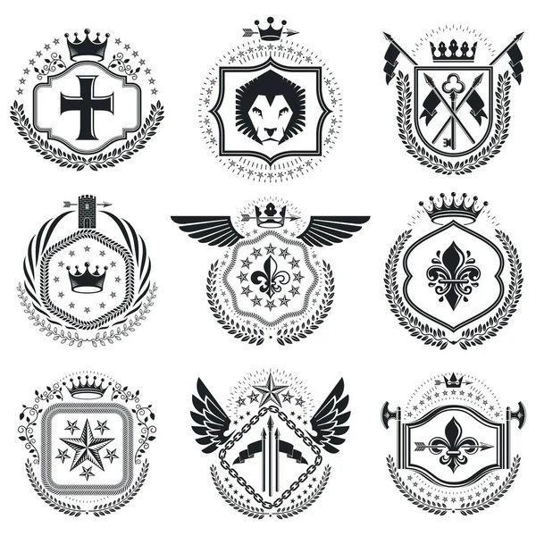 Vintage hanedan amblem seti 