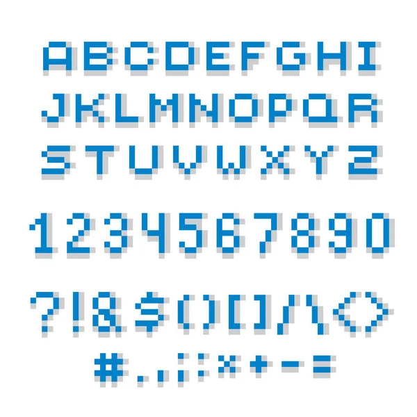 Pixel-Schriftsymbole gesetzt — Stockvektor