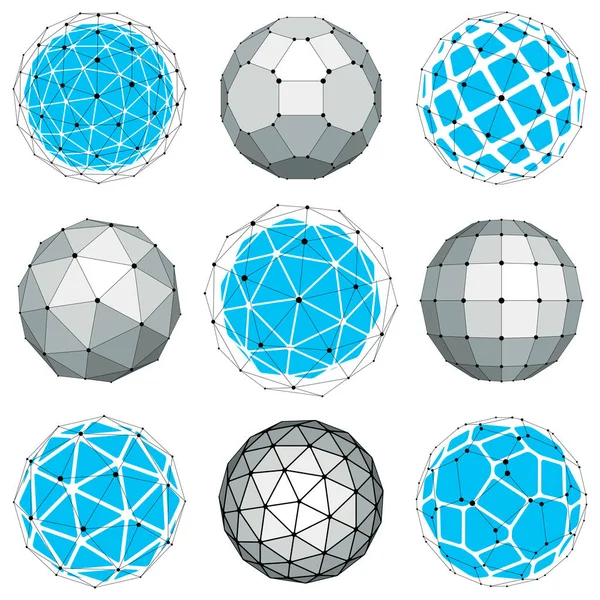 Set of abstract geometric globe shapes — Stock Vector
