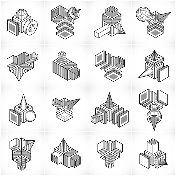 Engenharia conjunto de formas geométricas abstratas —  Vetores de Stock