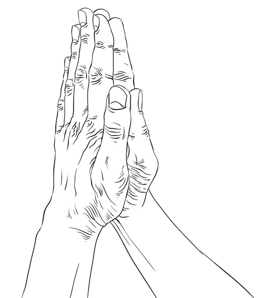 Praying hands sketch sign — Stock Vector