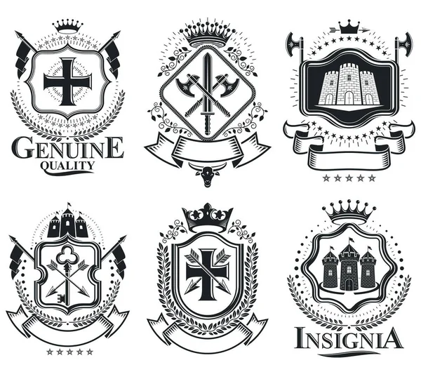 Stema, embleme, set de însemne — Vector de stoc