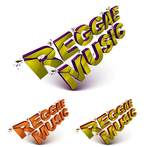 Reggae música palabra iconos conjunto — Vector de stock