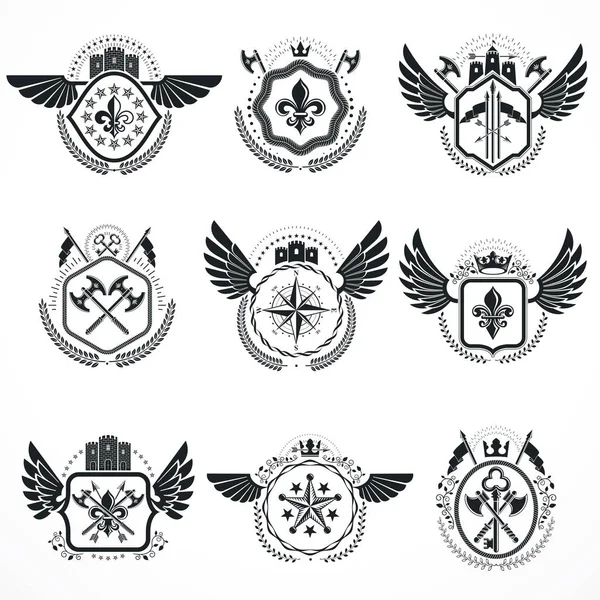 Vintage hanedan amblem seti 