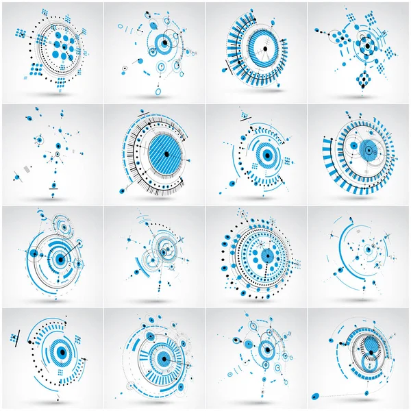 Conjunto de fondos de tecnología geométrica abstracta — Archivo Imágenes Vectoriales