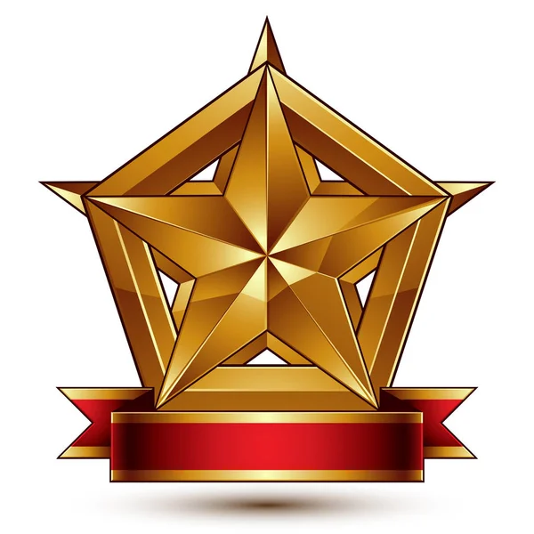 Golden star symbol insignia — Stock Vector