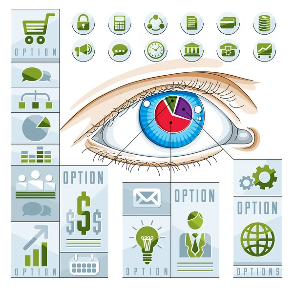 Human eye creative infographics concept — Stock Vector