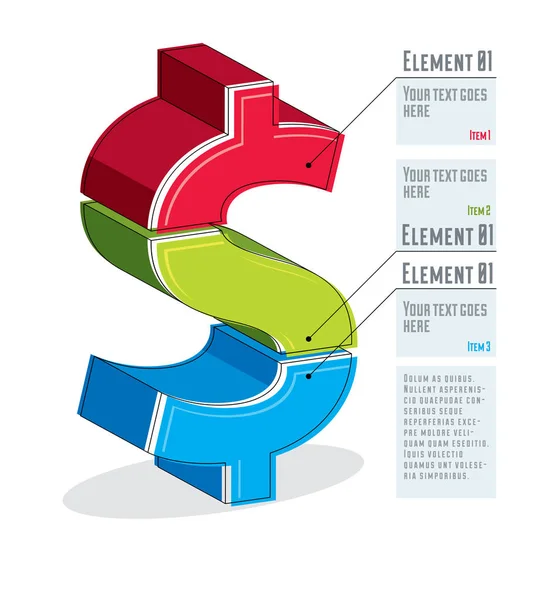 Infografik-Vorlage mit Dollarzeichen — Stockvektor