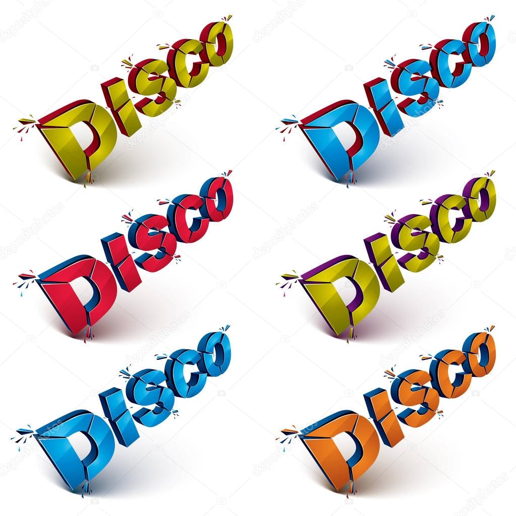 set of disco broken word symbols