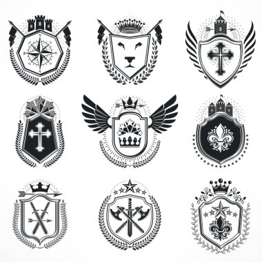 Vintage hanedan amblem seti 