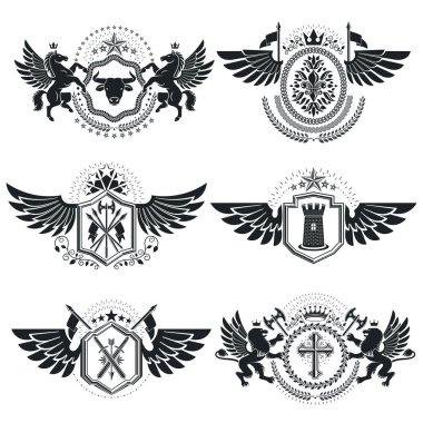 Vintage hanedan amblem seti 