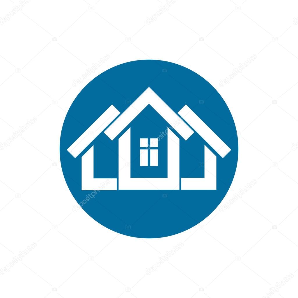 Real estate icon, vector abstract houses. Property developer symbol, conceptual sign