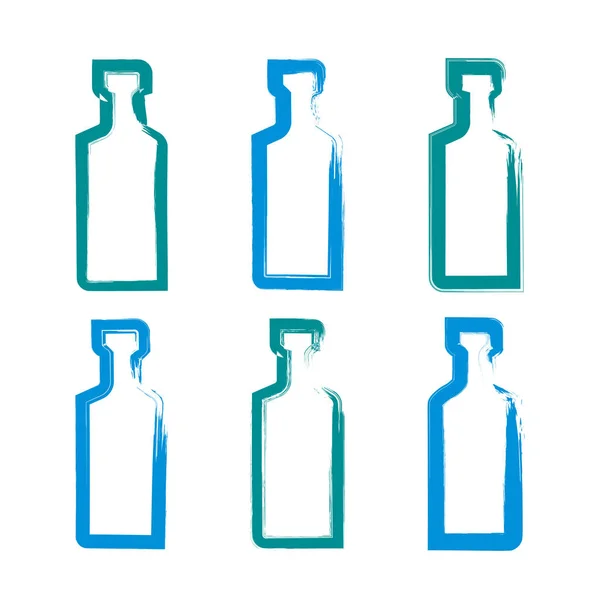 Set of hand-drawn simple empty bottles — Stock Vector