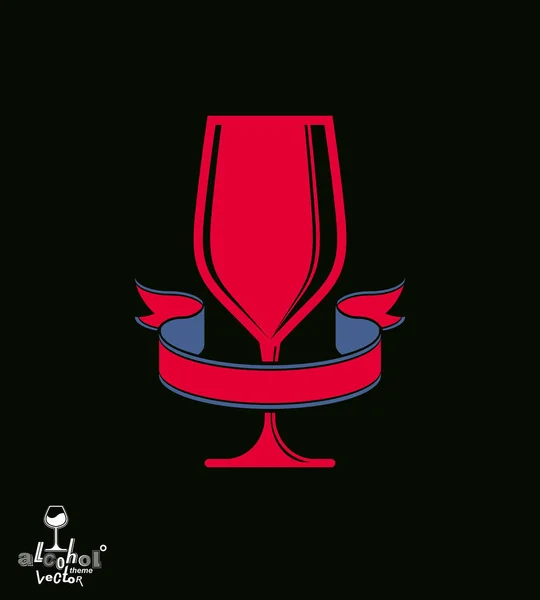 Classic goblet with decorative red ribbon — Stock Vector