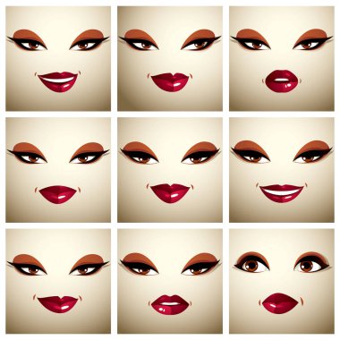 Kadınlar yüz farklı duygular ile ayarla