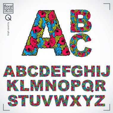 Vektör süslü harfler kümesi